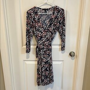 Banana Republic Blue and Pink Floral Wrap Dress